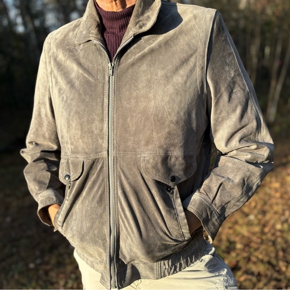 ST MICHAEL—Vintage Gray Suede Leather Bomber—Men 40—Made in Israel!—100% Pigskin - Picture 4 of 13